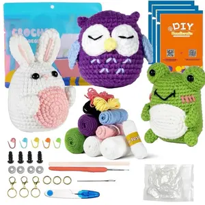 Beginner Crochet Animal Kit with Yarn & Video Tutorials – DIY Starter Set for Adults & Kids