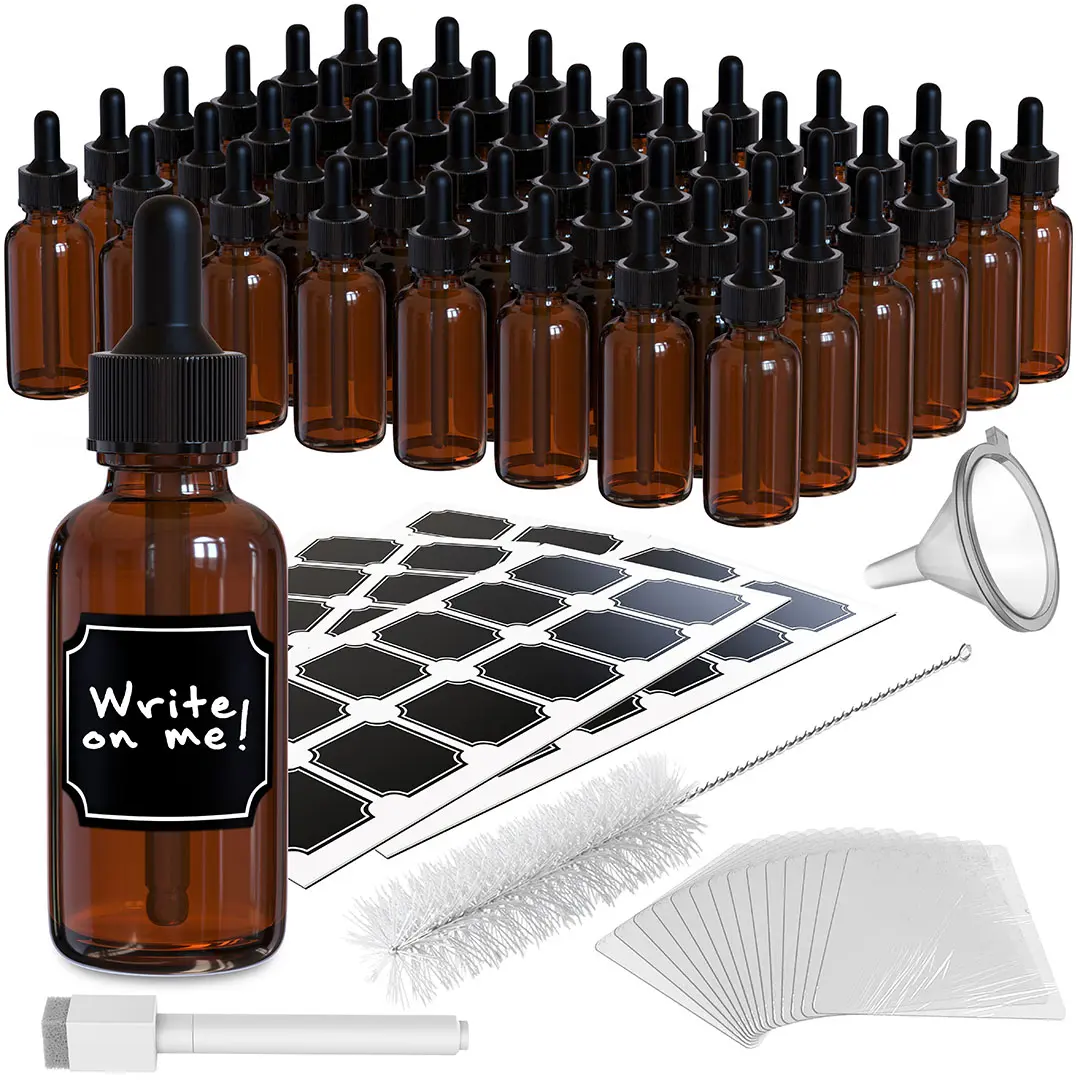 Nevlers 1 Oz Leakproof Amber Glass Dropper Bottles (Pack of 24)
