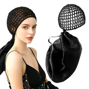 Humwam Silk Press & Curls Hair Wrap, Detachable Satin with Adjustable Net Band for Braids