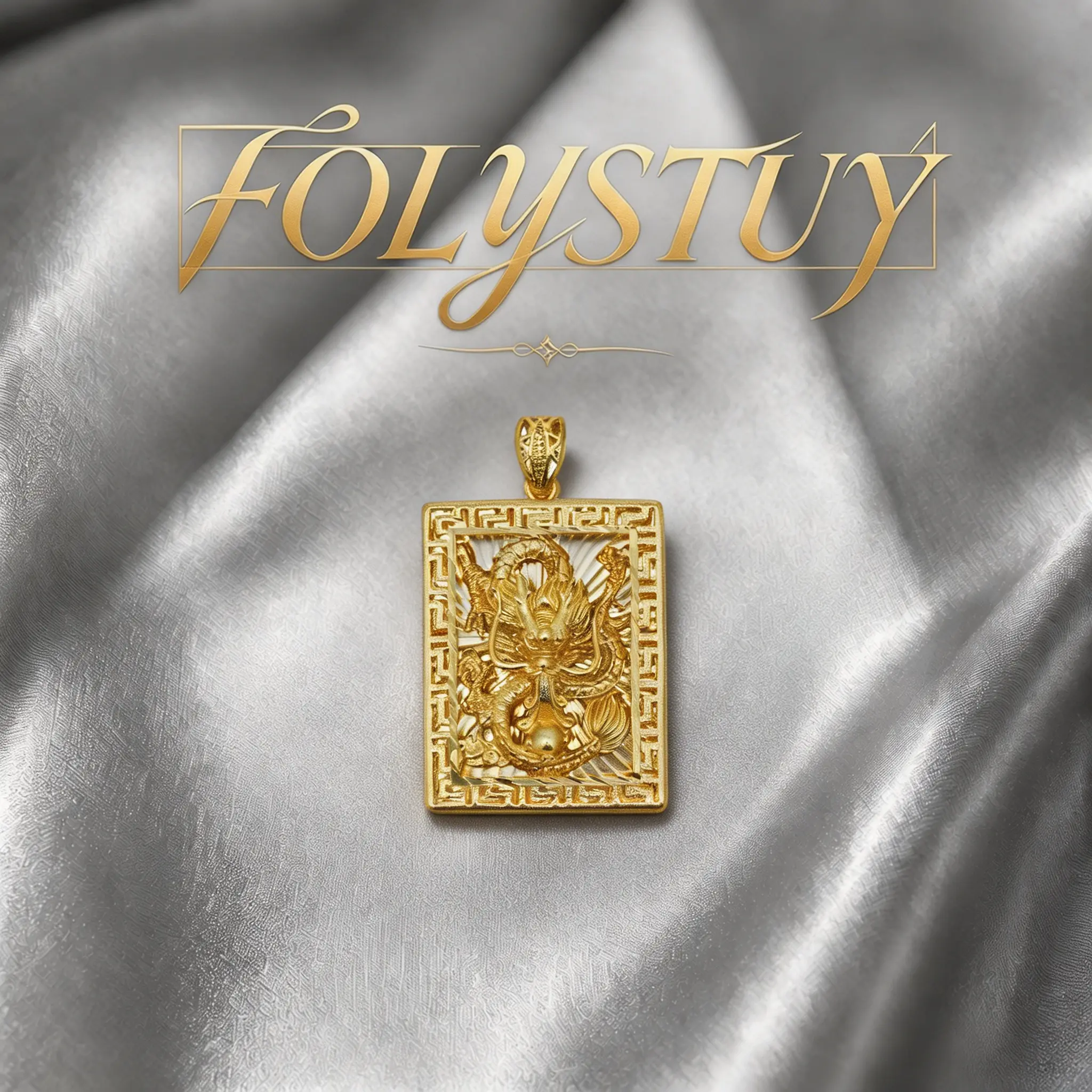[FOLYSTUY(K148)]Retro Square Hollow Frame Dragon Pendant, Premium Gold Tone Embossed Oriental Pattern Charm, Men’s Statement Necklace Accessory, Street Fashion Jewelry Gift
