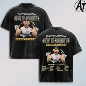 Bailey Zimmerman New To Country Summer Tour Vintage Acid Wash Oversized T-Shirt, Retro Country Concert Graphic Tee, Heavyweight Cotton Western Streetwear, Double Printed Fan Merch, Y2K Washed Tee LNX
