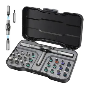 24 in 1 DIY Screwdriver Set,1 Set Switchable Screwdriver Shape Magnetic Screwdriver,Compact and Portable Ratchet Screwdriver Set,Multifunctional Drill Bit Set,Detachable T-shaped Ratchet Handle Hardware,Precision Screwdriver Tool Kit,Home Repair Tool Box