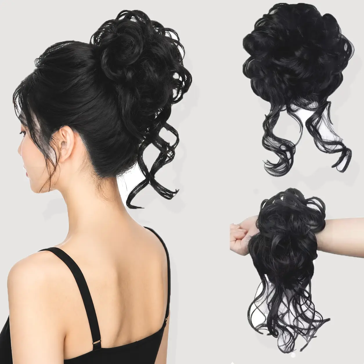 VOSILK Messy Bun Hair Piece for Women, Wavy Curly Premium Synthetic Hair Scrunchie Extension, 10-Inch Instant Updo with Soft Volume & Lightweight Hold for Daily Wear, Ponytail Hairstyles