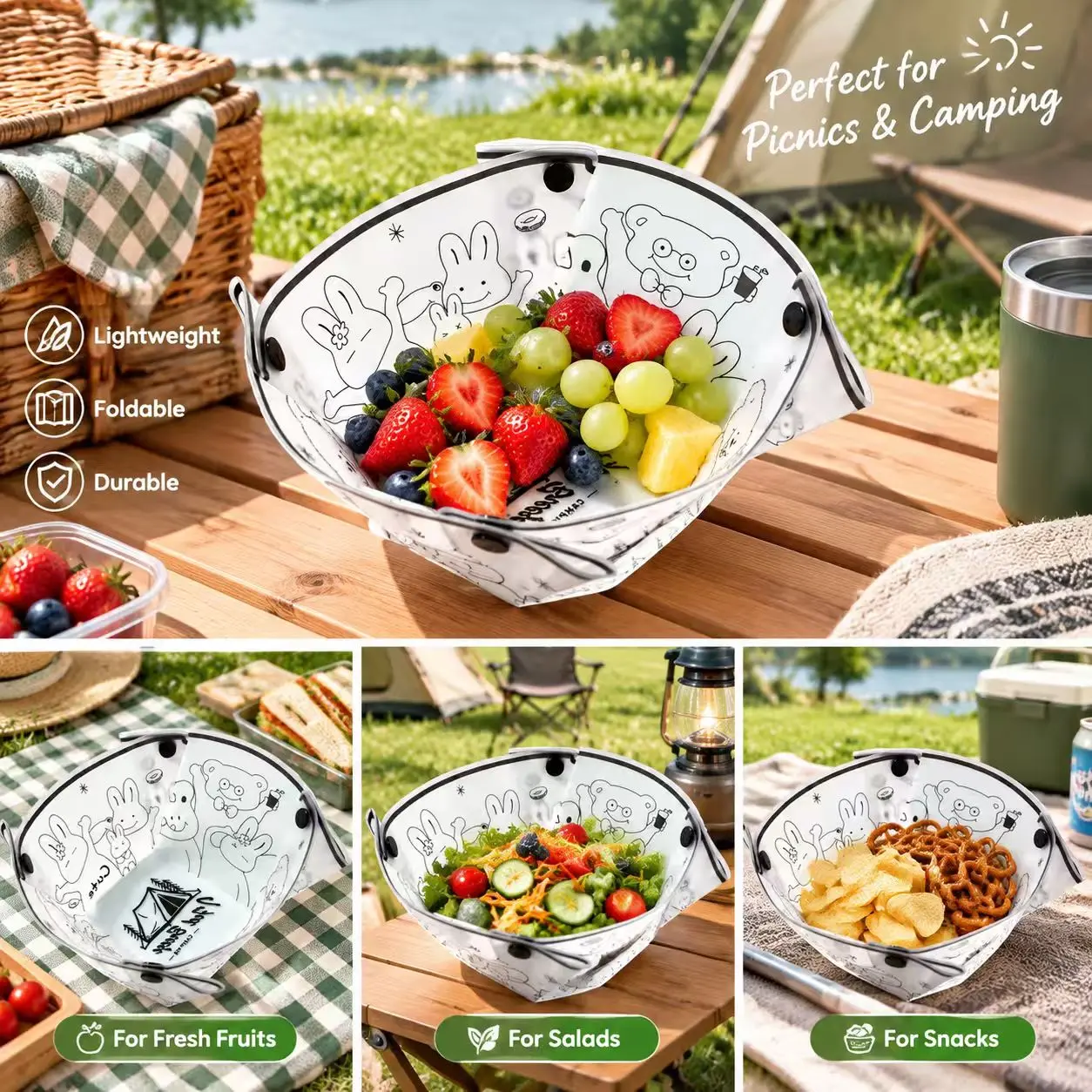 10 Counts Collapsible Bowl Plate Set, Portable Camping Tableware, Food Grade Material Free Folding Plate for Outdoor Games, Family Gatherings, Business Trips