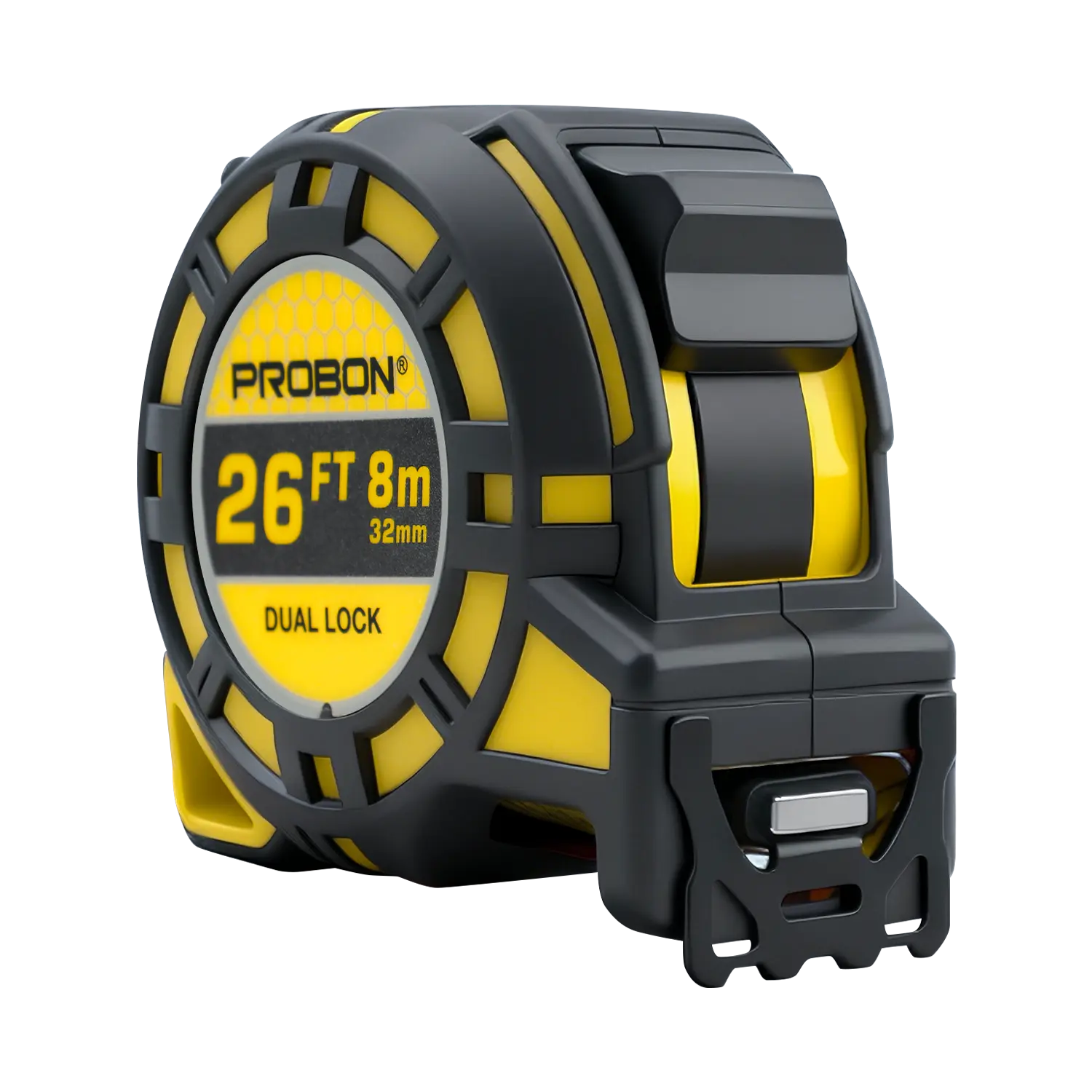 PROBON 26Ft/8M High-Carbon Steel Tape Measure - Non-Slip Dual Brake System, Double-Sided Scale, Magnetic Hook, Shockproof ABS Case, Accurate for Construction Tools, Carpentry, Home DIY
