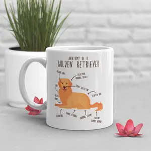 Funny Golden Retriever Coffee Mug, Cute Golden Retriver Gift, Dog Lover, Gift for Her, Him, Golden Retriever Mom, Dad, Anatomy, Birthday