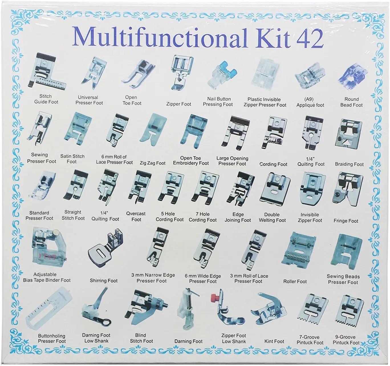 42-Pcs Practical Plastic Sewing Machine Presser Feet Set - Compatible with Brother, Babylock, Singer, Janome, Elna, Toyota, New Home, Simplicity, Necchi, Kenmore & Most Low-Shank Machines - Home Improvement