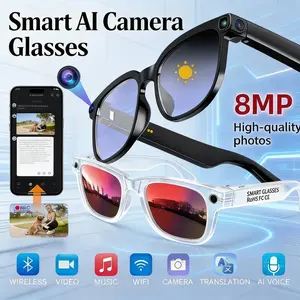 AI Smart Camera Glasses  With  8MP Hands-Free POV Video Recording,   Real-Time Translator 160+ Languages,   Bluetooth Wearable for Travel & Outdoor,Photochromic+ UV Protection