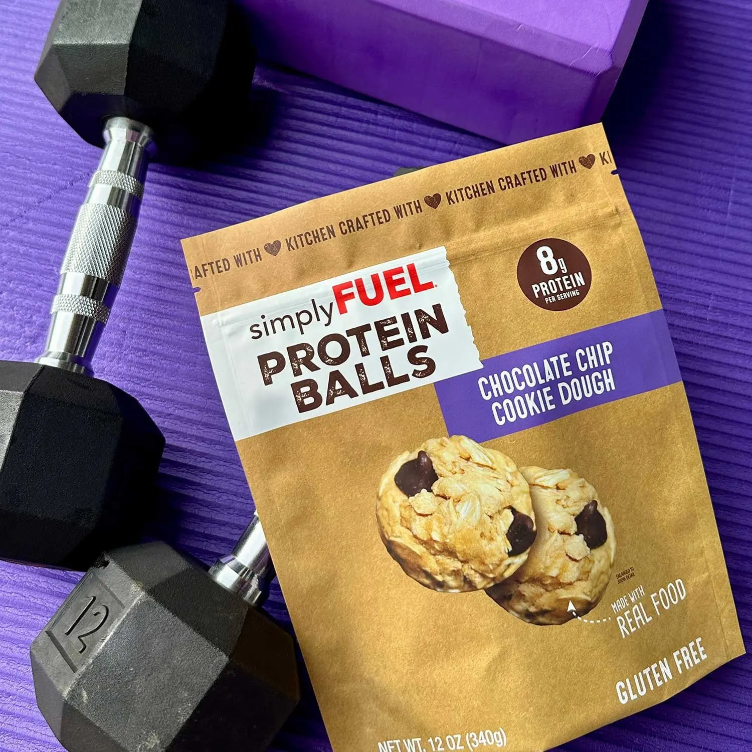 simplyFUEL Chocolate Chip Cookie Dough Protein Balls, 12 oz – High-Protein Snack Bites with Peanut Butter & Chocolate Chips