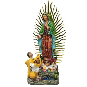 Virgen De Guadalupe 8" Inches 25359-8 Con Juan Diego Statue Featuring a Colorful Design Our Lady of Brand New Our Lady Religious Decor