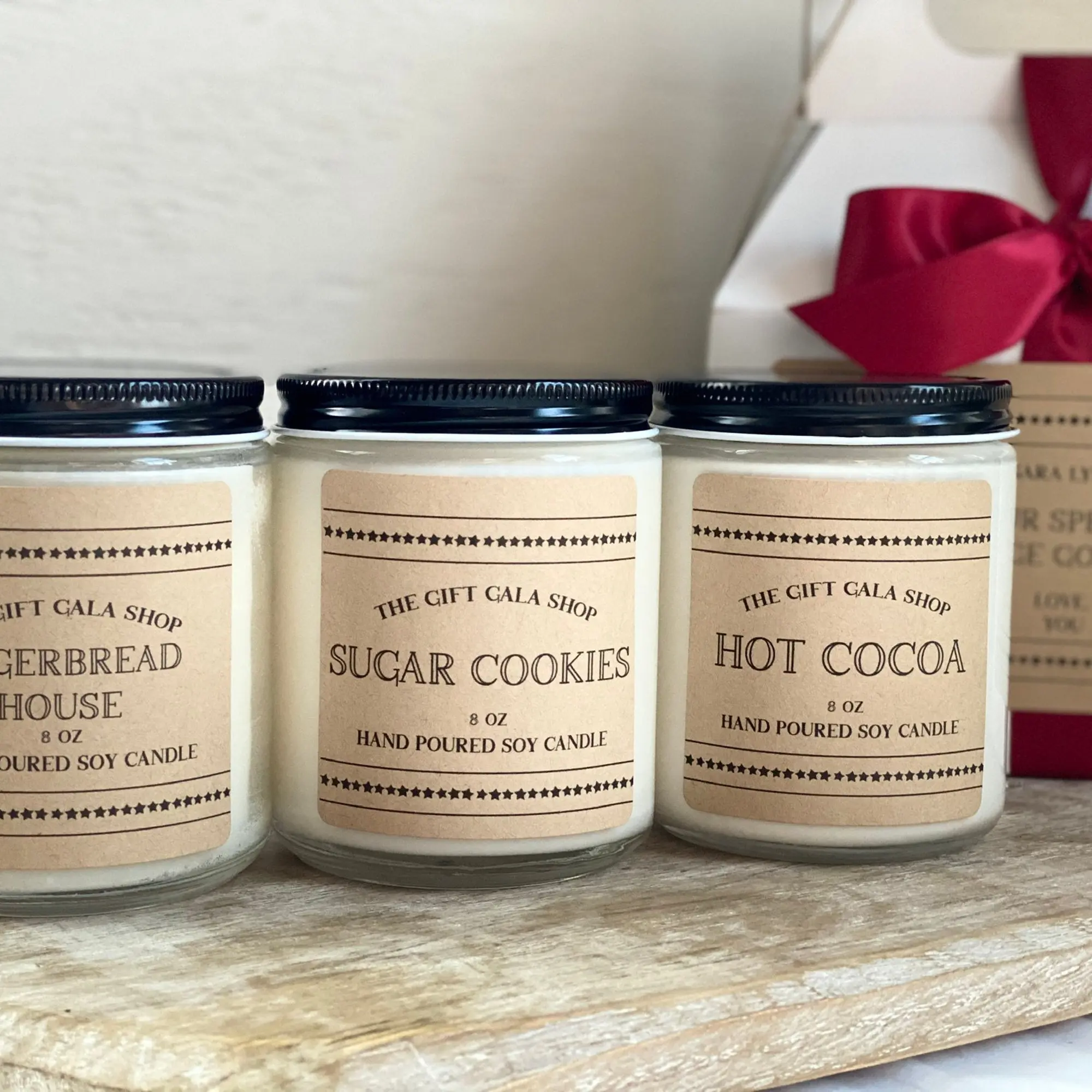 Christmas Candle Gift Set, Sugar Cookie Candle, Hot cocoa candle, Gift for Her, Set of 3 Candles, Soy Candles Handmade, holiday candle set