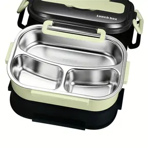 PrimPick Stainless steel lunch box, creative sealed lid, portable hand-held lunch box, Durable Lunch Box, Personal Lunch Box, student, office and office worker lunch box, Meal Prep Containers, Food Storage Containers