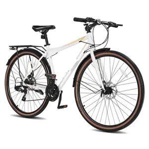 Hybrid Bike For Men - City Commuter Bicycle With 700c Wheels, 24-Speed Shimano Drivetrain, Front Suspension, Alloy Frame, Disc Brakes, Padded Saddle, Rack Compatible, Lightweight Aluminum Construction For Everyday Urban Travel