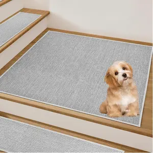 Non Slip Liner Stair Treads Matching Mat for Wooden Steps, 30"x30" Square Stair Landing Rug with Rubber Backing, Washable Indoor Safety Stair Landing Mat for  Elders Dogs, Grey