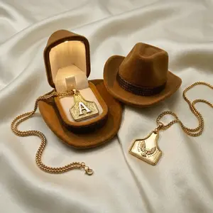 Handmade CowTag Initial Necklace Two-Toned Letter Pendant Adjustable 20 Inch Chain Western Jewelry Gift for Men Women