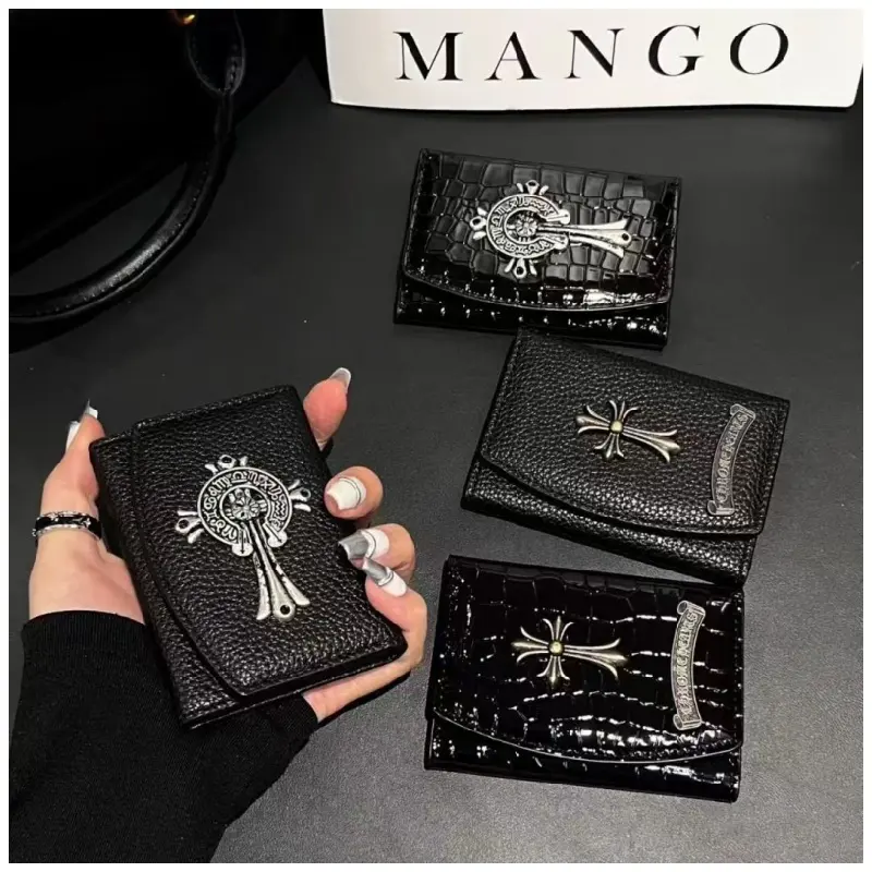High-end dark crocodile-patterned cross, exquisite and high-end card bag, thin loose change, card position, universal for both men and women, small and compact