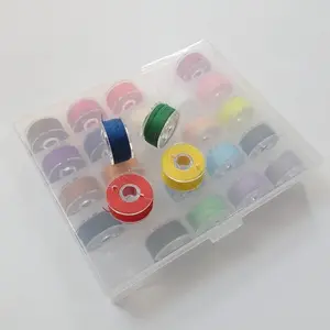 25pcs Assorted Colors 70D/2 (60WT) Prewound Bobbin Thread Plastic Size A SA156 for Embroidery and Sewing Machine DIY Embroidery Thread