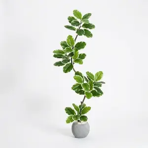 Garvee Artificial Fiddle Leaf Fig Tree with Modern Light Grey Pot – Realistic Large Leaves & Moss – Faux Indoor Decorative Plant for Home, Living Room, Office