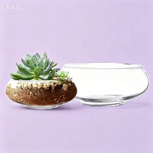 Set of 2 Clear Round Glass Vases - Decorative Bowls for Flowers, Terrariums, Succulent Planters, Bubble Vases and Floral Centerpieces, Glass Flower Pots for Home or Wedding Décor