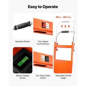 VEVOR Electric Stair Climbing Dolly, 880lbs Electric Stair Climbing Hand Trucks with 157.5in Rope Extendable Handle, Heavy Duty Stair Climber for Warehouse Logistics, Moving Furniture(Green)