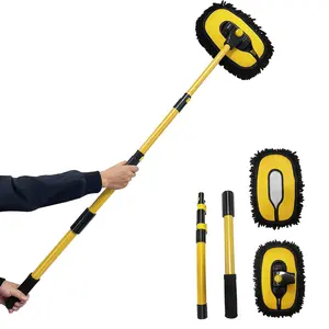 Black Friday 43'' Long handle car wash mop，Brush head 360° rotating，Detail cleaning，3X Fast Clean，Retractal Christmas gifts: Must-haves for car ownersle aluminum