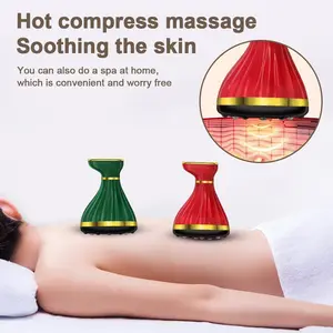 1 Rechargeable Electric Cupping Massager, 9-Speed Adjustment with Red Light Heating, Vacuum Suction, 1200mAh Battery, Portable Smart Vacuum Scraping Therapy Device, Includes Charging Cable, Usb Rechargeable Massagers