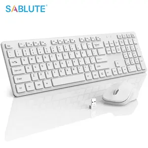 2.4GHz Full-Size Silent Keyboard with Numeric Keypad(Not Bluetooth), Long Battery Life, Lag-Free, Slim USB Cordless and Mouse