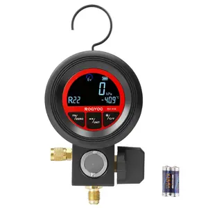 Single Gauge for HVAC, Vacuum and Pressure Test Tool Compatible with R410A R32 R134A R1234yf, LCD Display for AC Charging and Leak Detection