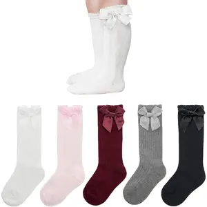 Baby knee-high socks, pleated tube socks, suitable for girls and boys, from newborn to toddler, soft and breathable cotton baby socks