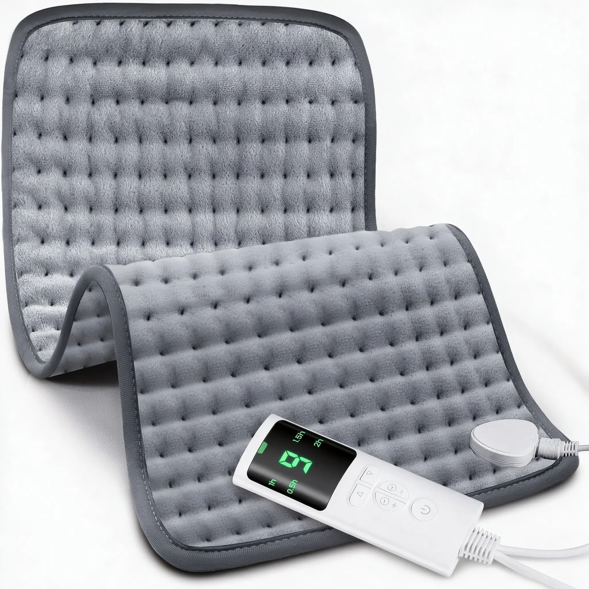 Electric Heating Pad for Pain Relief - Moist & Dry Heat Therapy, Soothing Back Neck Shoulder Muscle Pain, 4-Layer Safety Insulation with Overheat Protection, Machine Washable Plush 12"×24", Portable