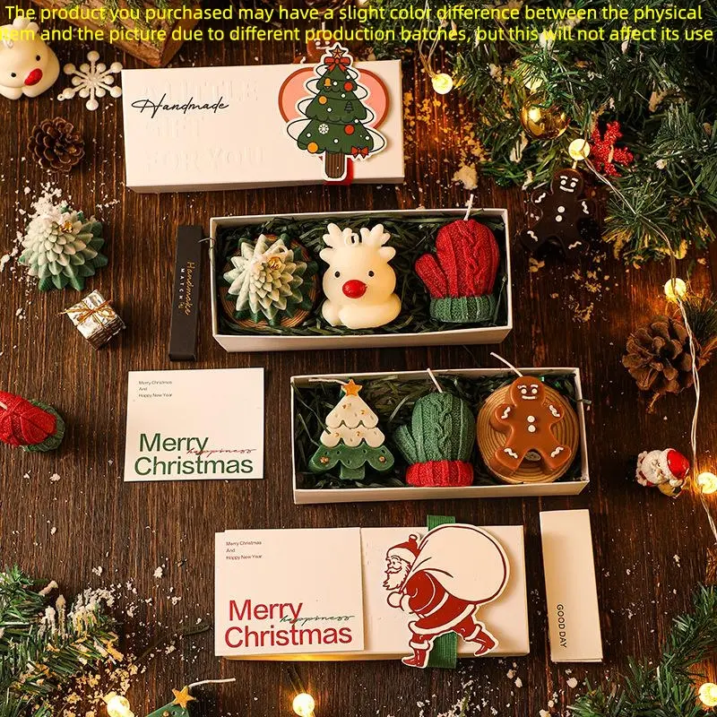 Christmas Gift Box Set with Scented Candles, Christmas Tree Decorations, Knitted Gloves, Gingerbread Man, Holiday Present Ideas