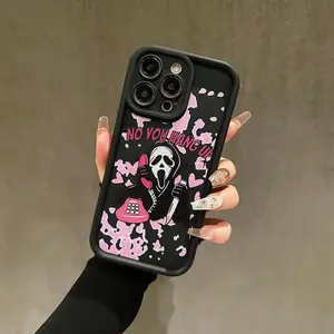 Cartoon Ghost Face Pattern Phone Case, Cute Phone Protective Cover, Phone Accessory Compatible with iPhone 6 7 8 X 11 12 13 14 15 16 Pro Max, Casing