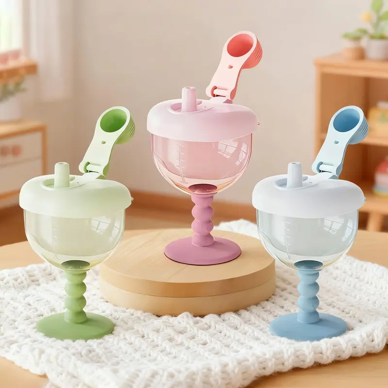 HOTMIR 150ML lidded learning cup, shatterproof juice and milk drinking goblet, straw cup for parties, festivals, and birthdays, beverage cup