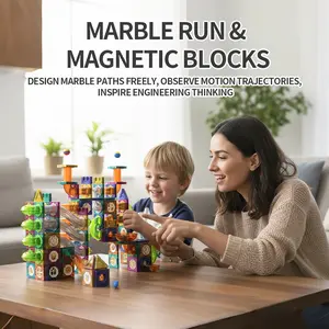 Montessori Early Education Slide Ball Magnetic Tiles Building Blocks Intelligence Assembly Boys Toy Gift