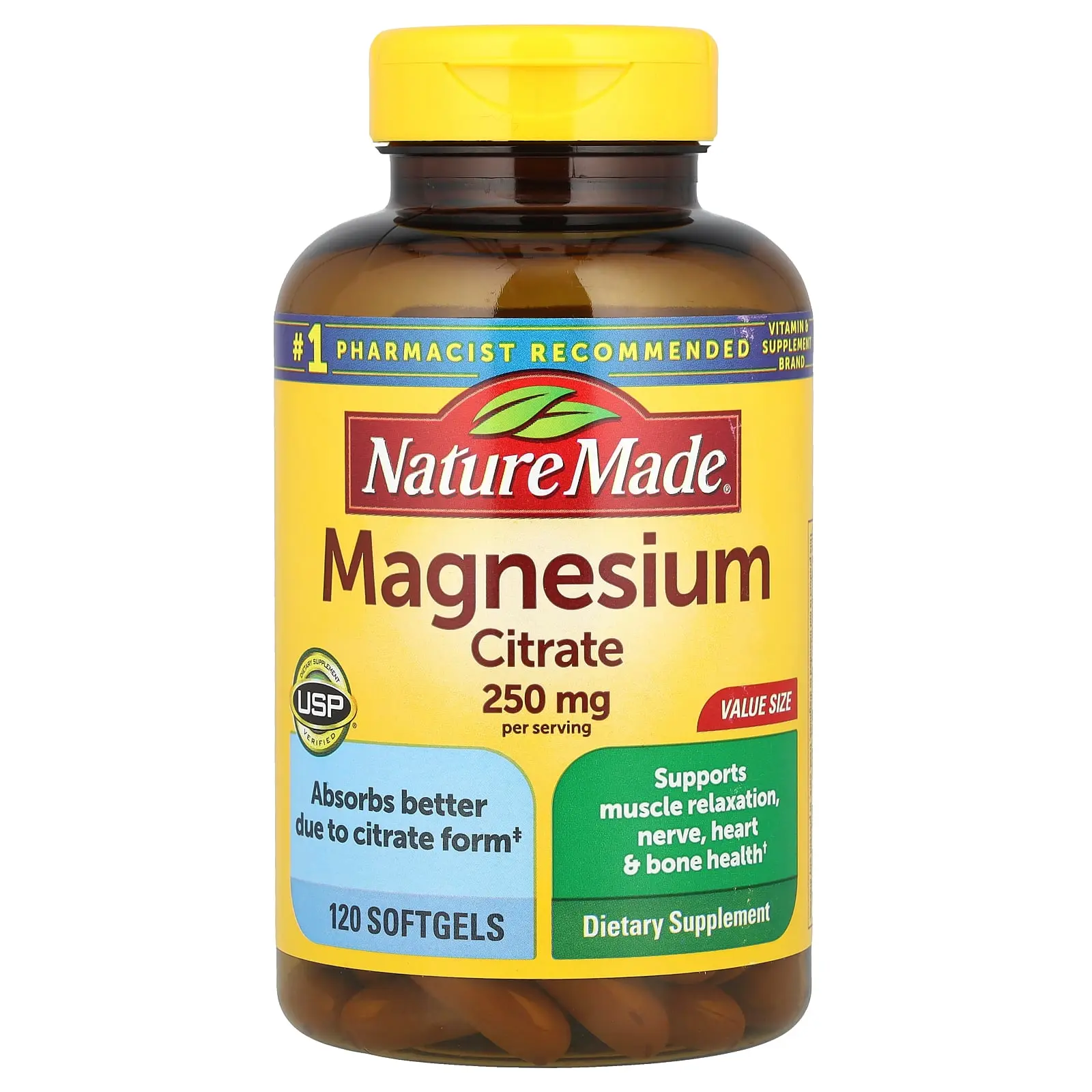 Nature Made Magnesium Citrate, 120 Softgels (125 mg per Softgel)