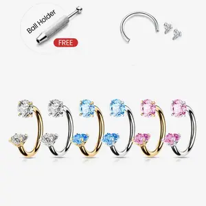 Stainless Steel Horseshoe Nose Ring, Cubic Zirconia U-Push Septum, 18g/20g Cartilage Earring, Unisex Piercing Jewelry, Body Piercing Jewelry, Durable Hypoallergenic