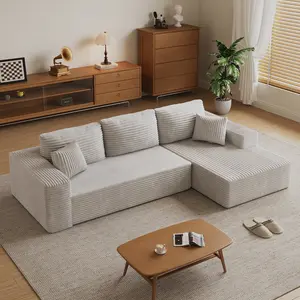108in Modular L-Sectional Chaise Lounge Sofa, Deep-Seated Cloud-Lounge Frameless Sofa, Compressed Foam No-Assembly Sofa, Upholstered Sofa for Living Room and Bedroom couch