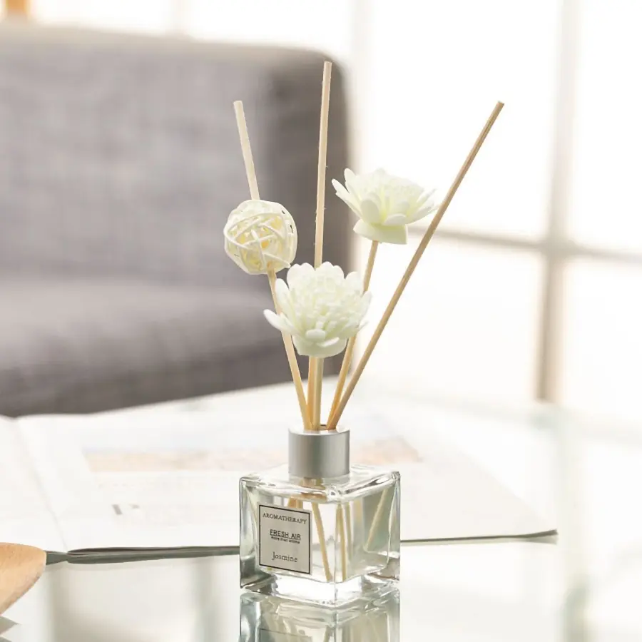 1pc 50ml/1.69oz Artificial Flower Reed Diffuser, Scented Fragrance Oil Diffuser, Clear Air, Long-Lasting Fragrance, Perfect For Bedrooms, Living Rooms, Study Rooms, Homes, Offices, Hotels, With Fragrances Such As Gardenia, Jasmine, Lavender, Etc