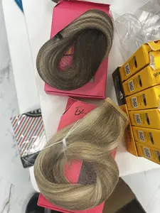 GOO GOO HAIR EXTENSIONS - 100% Human Hair Remy Hai rExtensions for Women in Jet Black Honey Blond & Red Ombre