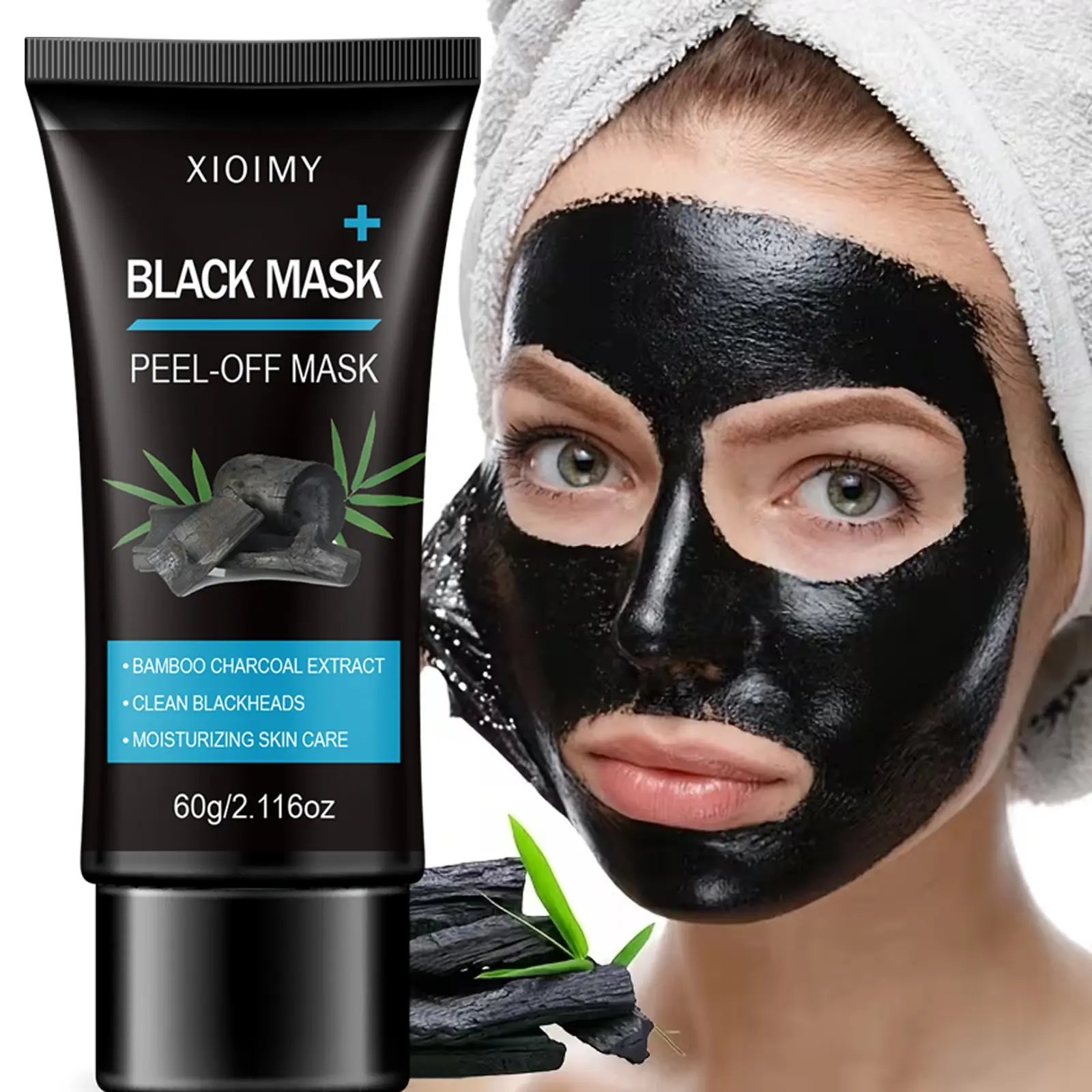 60g Bamboo Charcoal Strong Cleaning Blackheads Mask, Blackhead Remover Mask, Gentle Formula, Deep Cleansing Facial Skin, Smooth and Fine, Perfect Skin, Suitable for Nose and Face, Moisturizing Mask