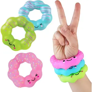 Curiosities Mochi Donut Squishy Bracelet Toy 3 Pack - Fun Wearable Mochi Squishy Toys with Decorative Donut Designs - Soft, Stretchy, Flexible Toy Sensory and Fidget Bracelets for Kids and Adults