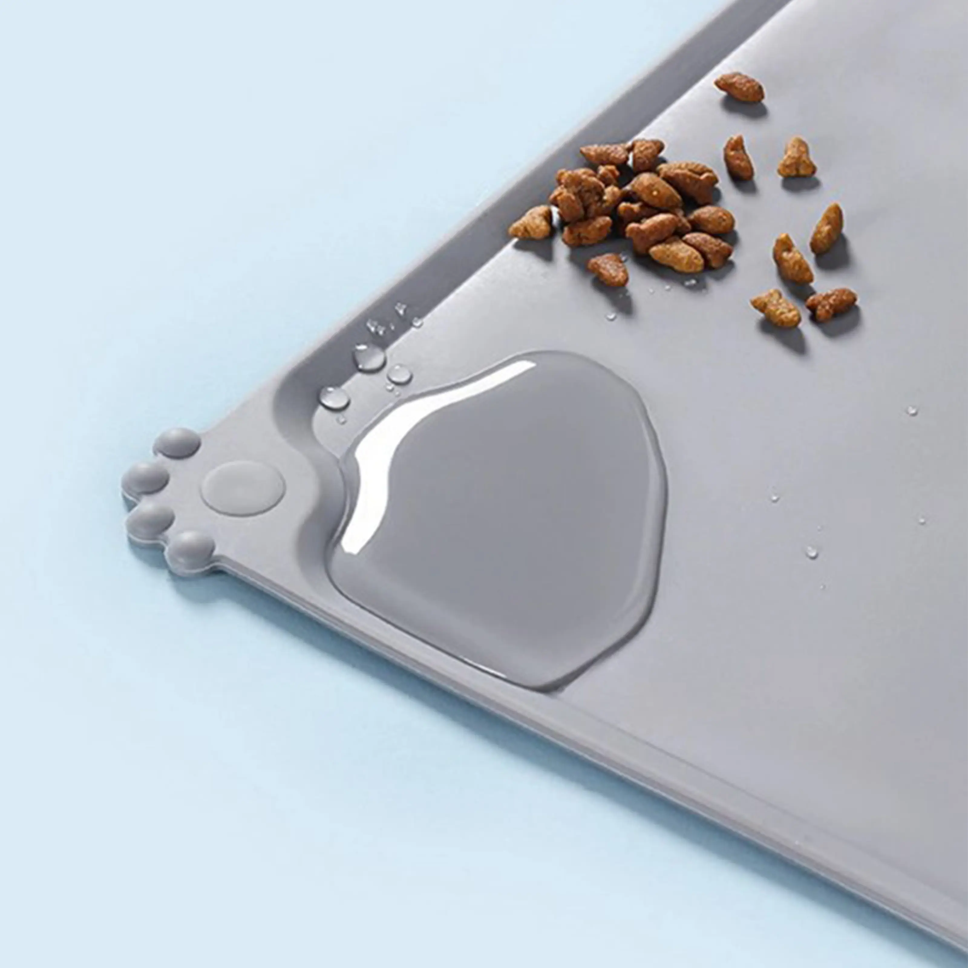 Silicone Pet Feeding Mat Waterproof Dog Cat Food Mat with Raised Edges, Dog Cat Water Bowl Placemats, Dog Cat Feeding Mats for Food and Water Prevent Spill, Multiple Colors & Sizes for Pets
