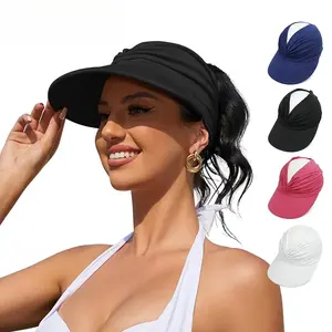 Women's UPF 50+ UV Protection Sun Visor Hat| SunSafeTok That Girl Aesthetic High Ponytail Wide Brim Hat| Birthday Gift for Her Beach Golf Hiking Outdoor Daily Casual Wear