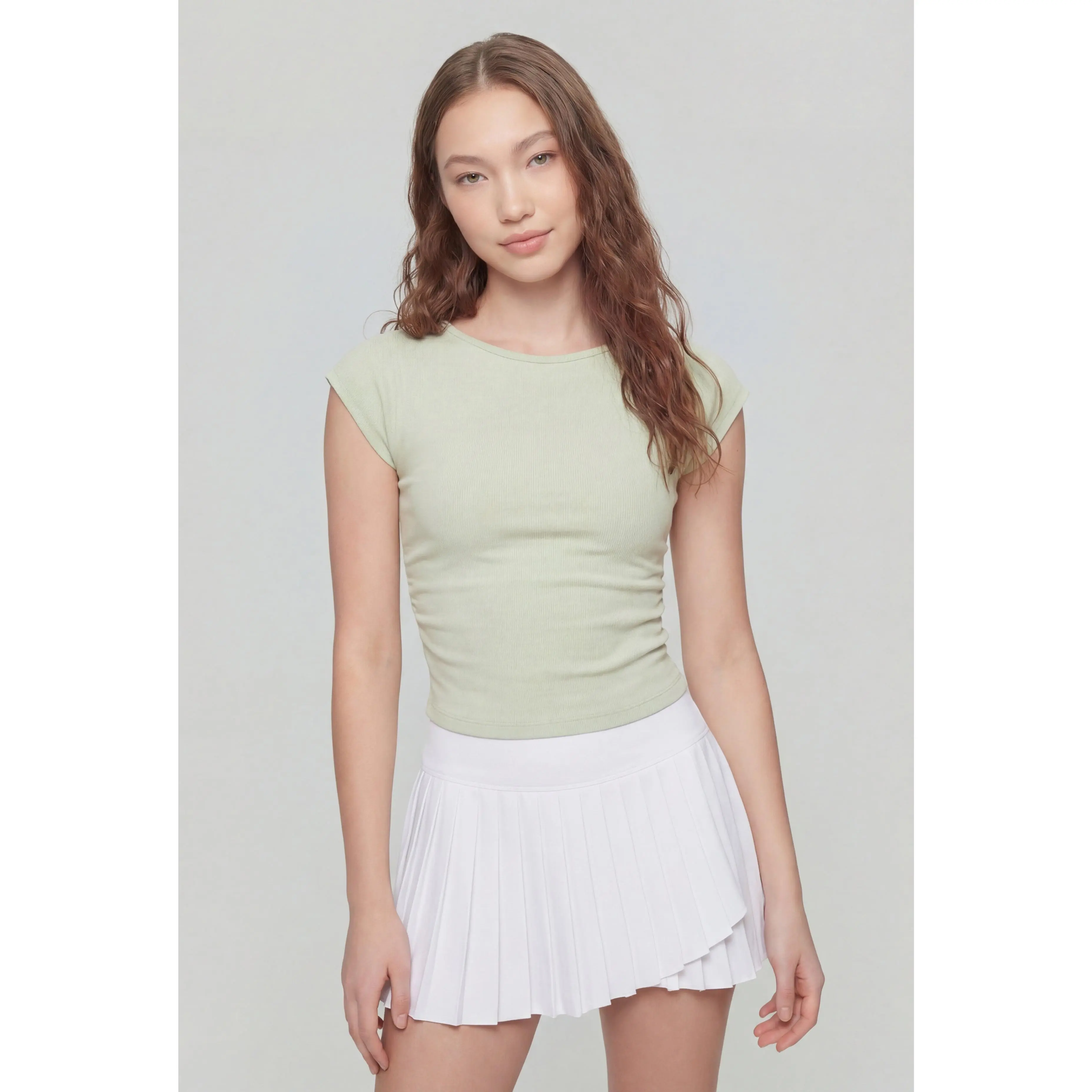 Knit Cap Sleeve Crop Top