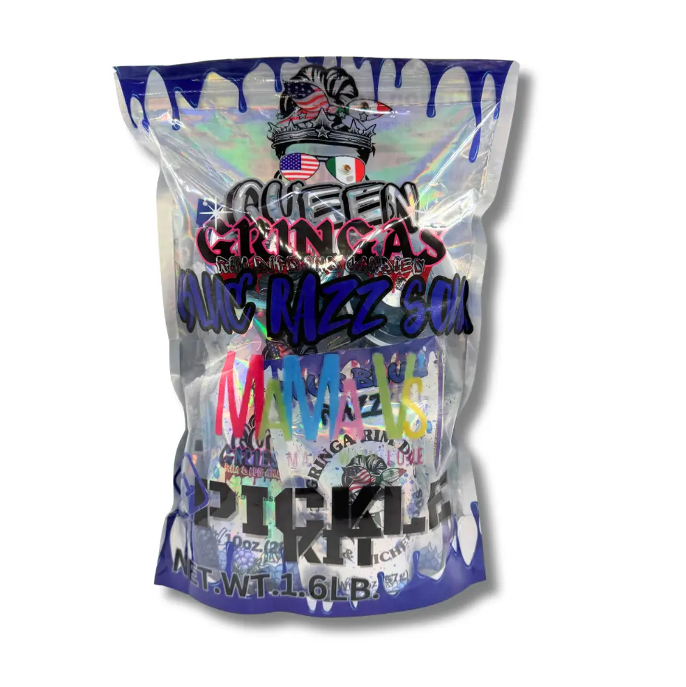 Gringa/Mama V Collab Blue Razz Pickle Kit with candy toppings