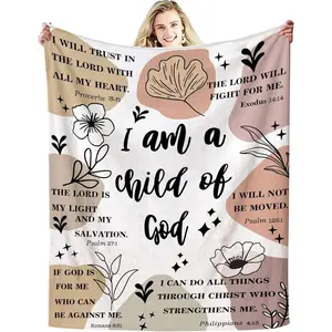 Christian Gift for Women Inspirational Bible Verse Blanket Christian Verse Prayer Faith Blanket Soft Blanket Healing Blanket 60"X50" Sofa Blanket Set, 280GSM