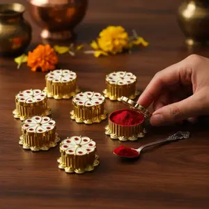 Elegant Haldi Kumkum Holder | Traditional Indian Roli Chawal Container | Perfect for Pooja, Wedding Favor, or Diwali Gift | Available in 10, 20, 50 Packs