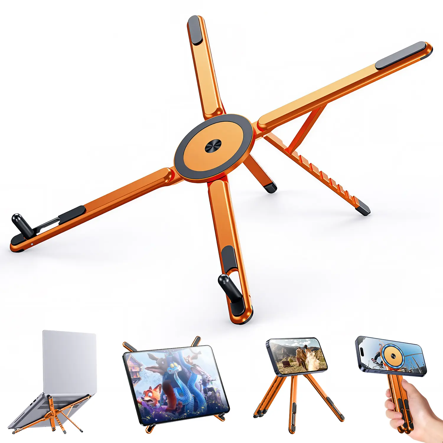 【Dealsforyoudays】eSamcore Ergonomic Portable Laptop & Phone Stand - Lightweight Aluminum, N52 Magnetic Grip, MagSafe-Compatible, Height Adjustable, 10-16 Inches Adjustable Desk Mount, Travel Tray for MacBook, iPhone, iPad, Kindle, Office/Travel Use
