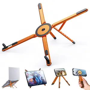 Adjustable Laptop Stand for Desk, MagSafe Compatible Portable Foldable Computer Riser for MacBook, iPhone, iPad, Tablet - Lightweight Aluminum, N52 Magnetic Grip, Perfect for Office, Home, Traveling