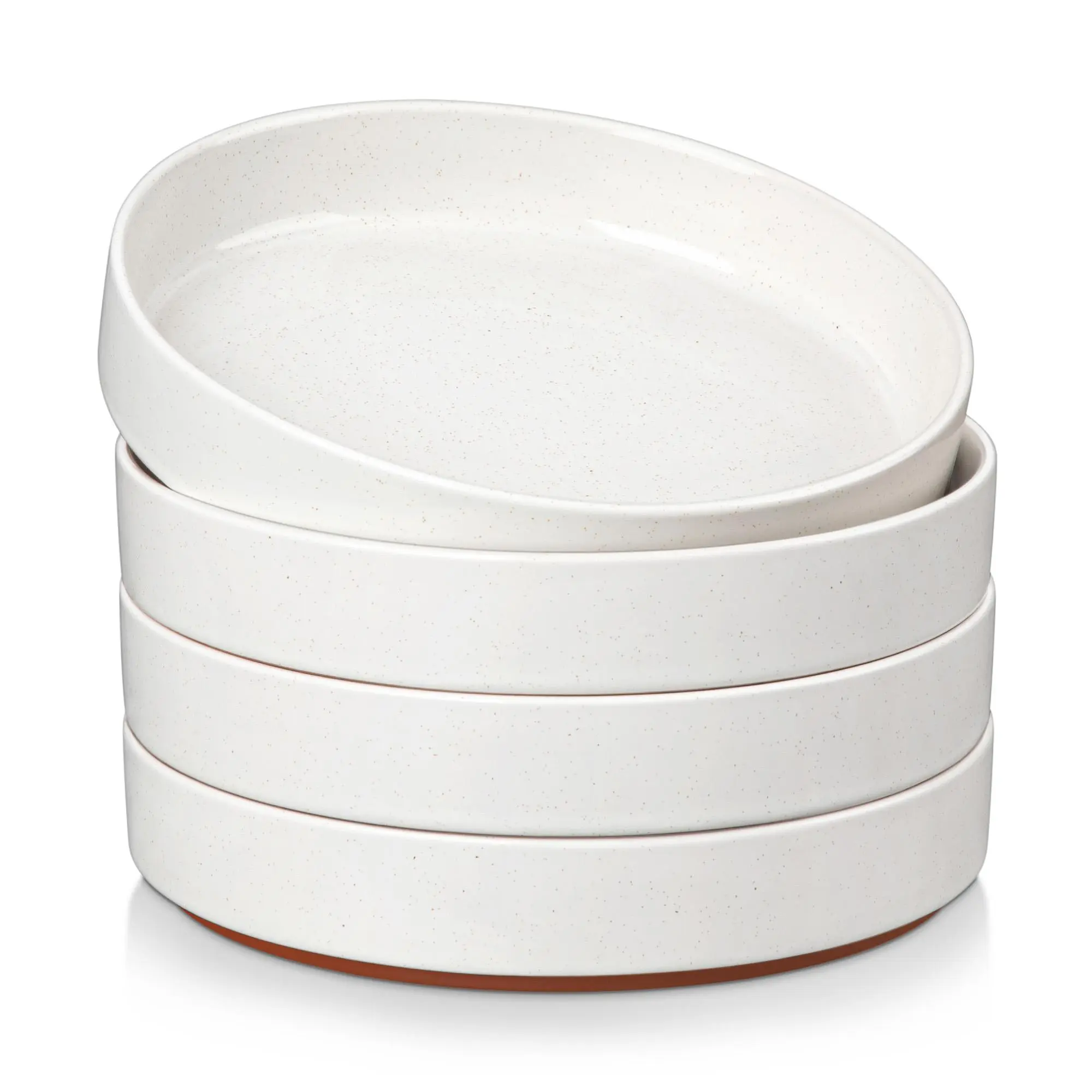 MALACASA Stoneware Pasta Bowls Set of 4/6, Sesame Glaze Stackable Soup Plate Set, Lead-Free Salad Plates Safe for Microwave and Dishwasher Winter Holiday
